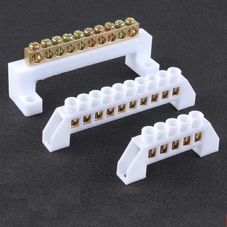 Thanh đồng trung tính bắt tủ điện loại 5P đến 12P kèm đế nhựa