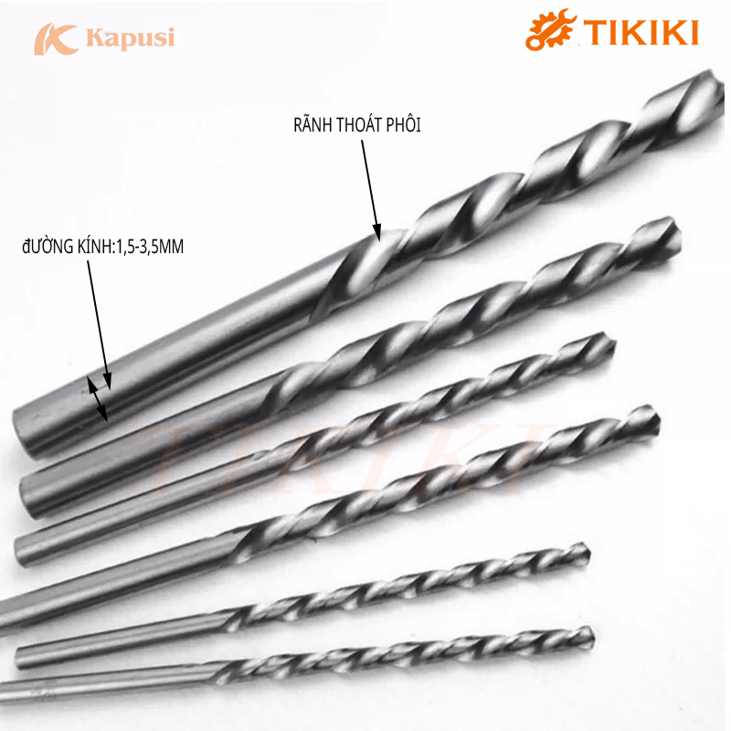 Mũi khoan sắt thép - mũi khoan inox cao cấp kapusi japan đường kính từ 1,5-3,5mm