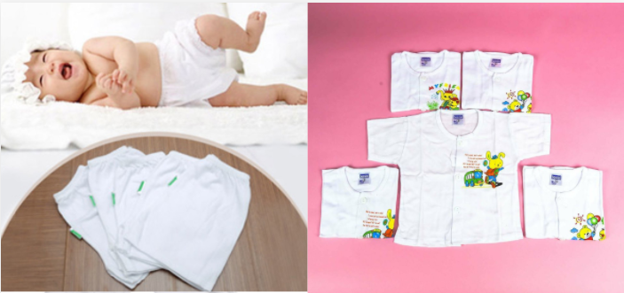 Combo 5 bộ đồ đồ cho bé sơ sinh đến 14 ký ( set 5 áo tay ngắn nút giữ 5 quần ngắn )