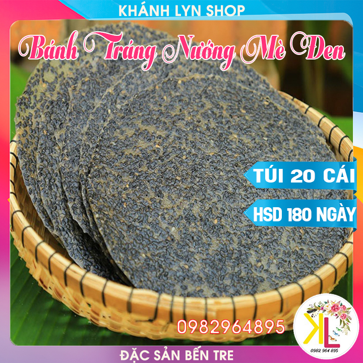 Bánh tráng nướng mè đen nước cốt dừa bến tre - nướng trước khi dùng - túi 20 cái