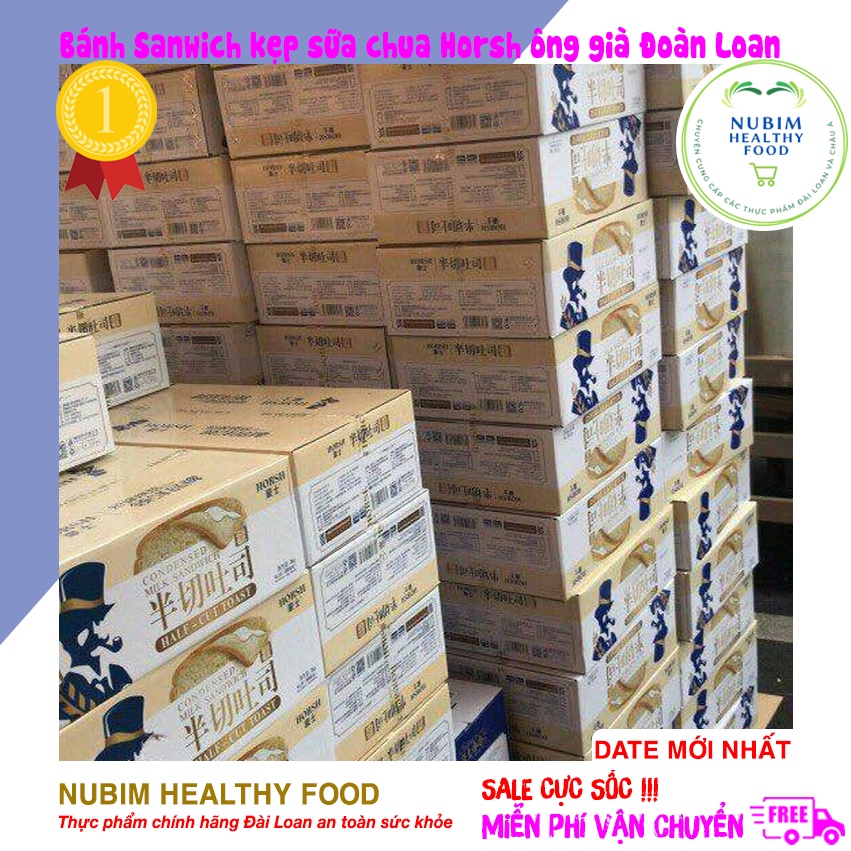 Bánh sanwich kẹp sữa chua Horsh Đài Loan 1 thùng 2 kg thơm ngon - NuBim Healthy Food