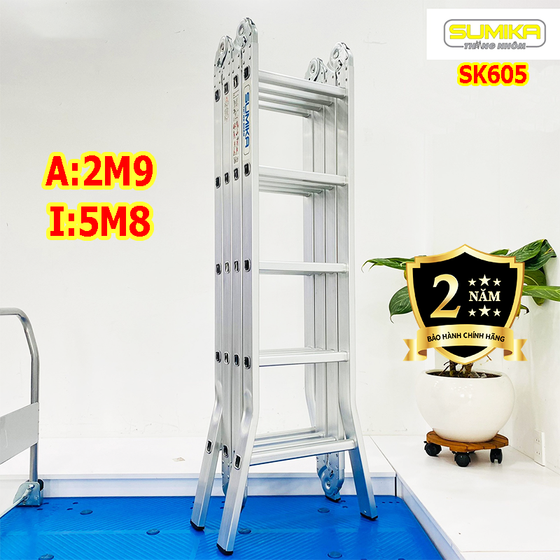 Thang nhôm gấp xếp 4 đoạn 5,8m Sumika SK605