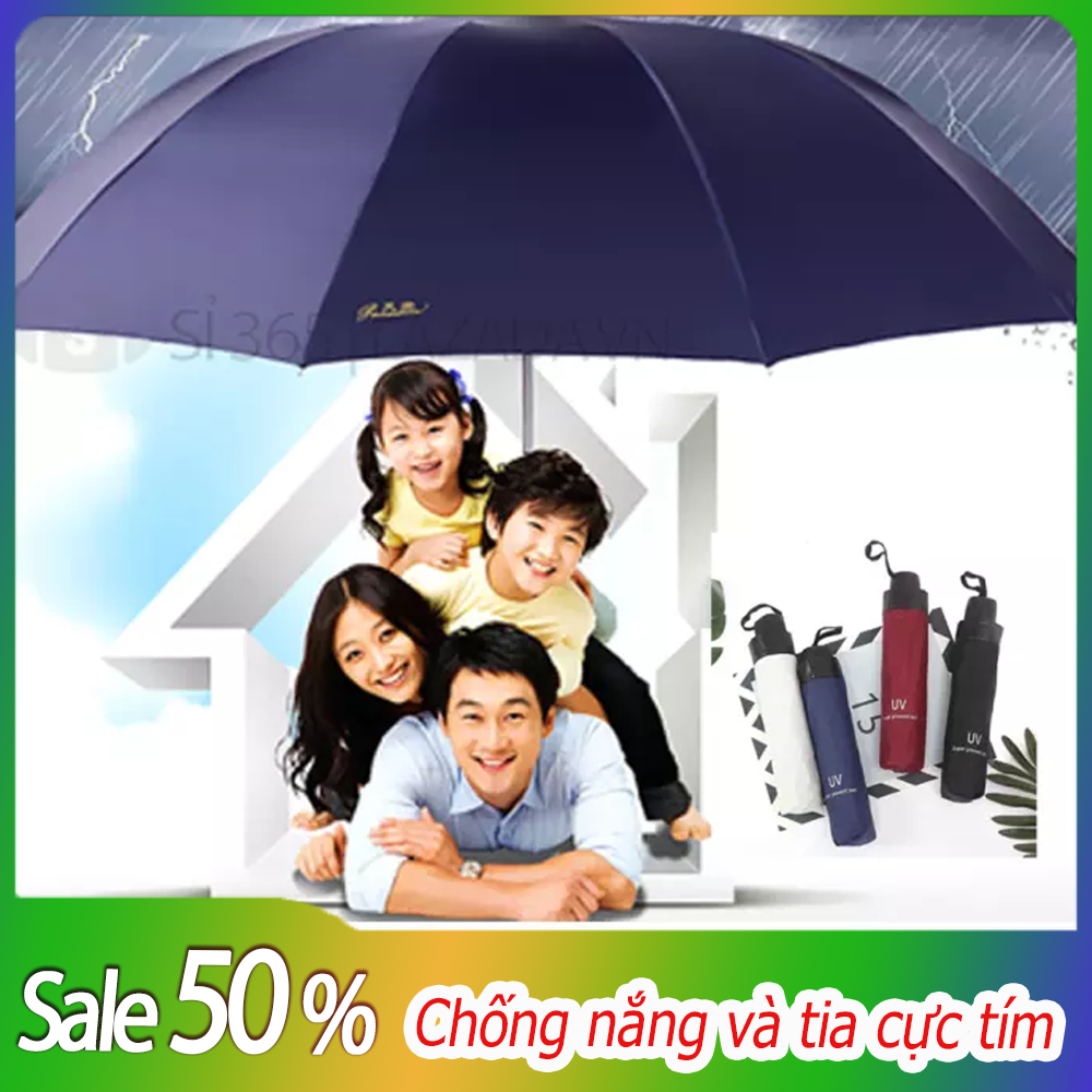 Dù gấp gọn, Dù che mưa, Ô Dù UV Cách Nhiệt Chống Tia Tử Ngoại Vải Tráng Phủ 5 Lớp Cao Cấp (Chọn Màu). BH UY TÍN TOÀN QUỐC