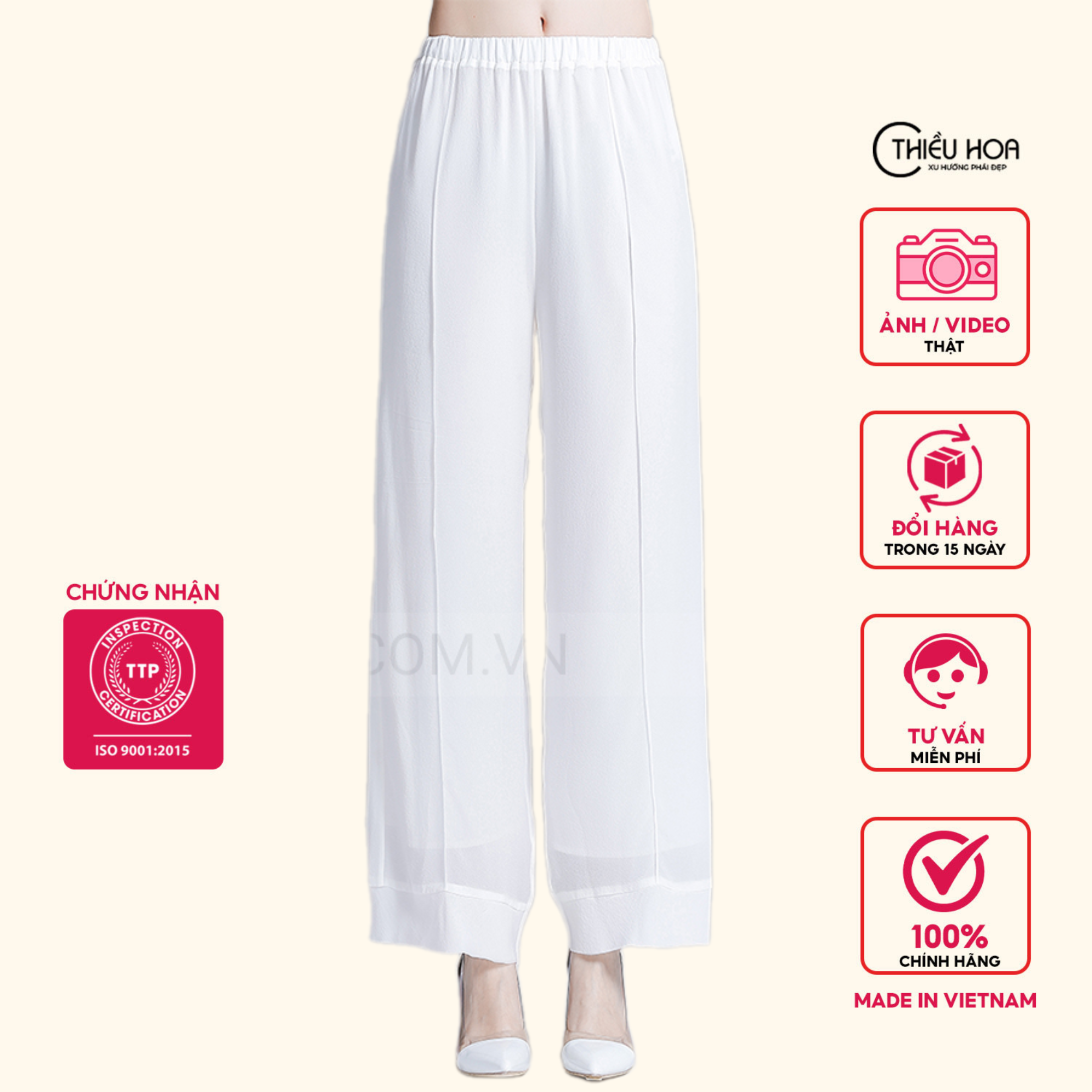 Quần Nữ Trung Niên Chất Voan 2 Lớp Mềm Mát Lưng Chung Tôn Dáng Thiều Hoa P882