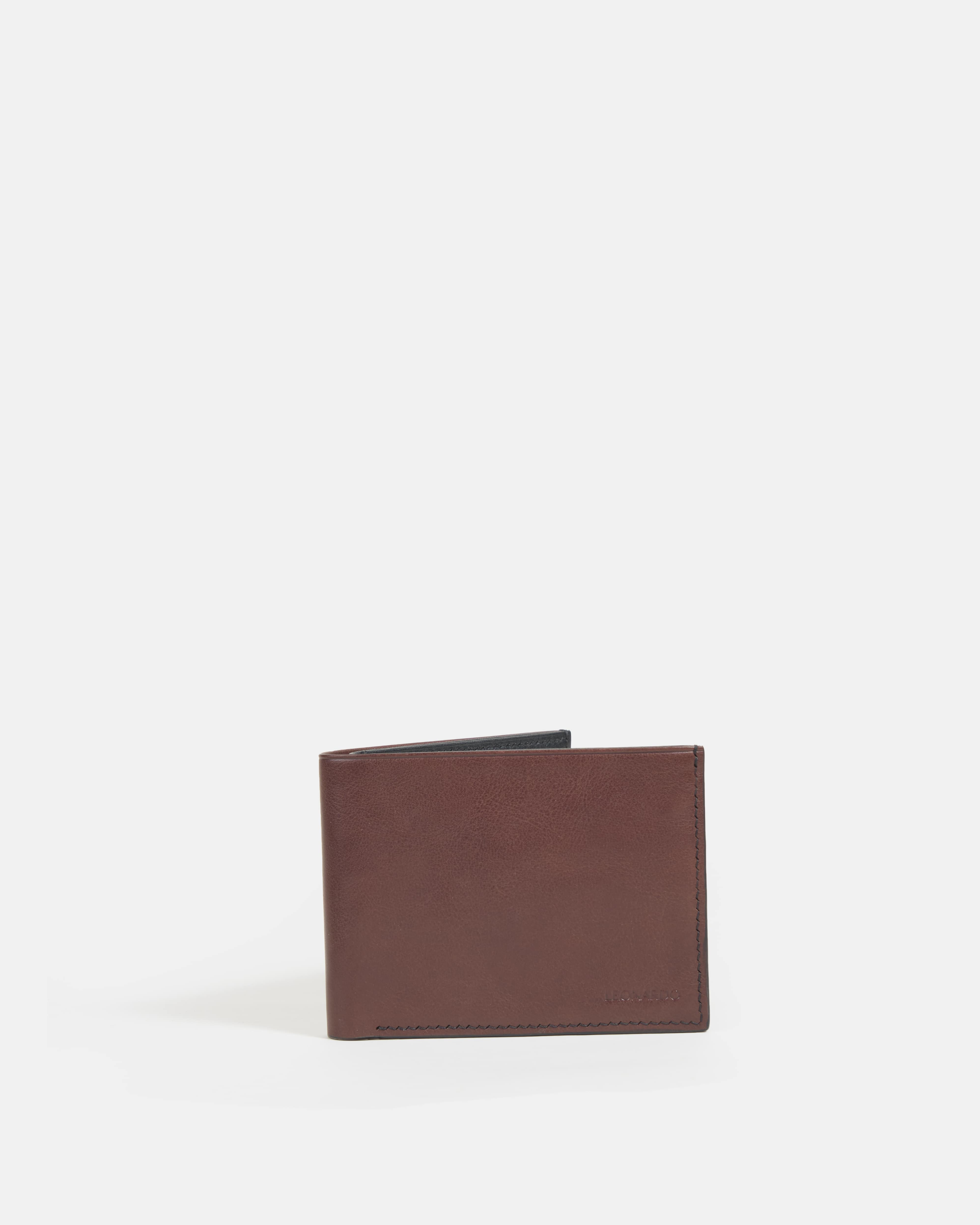 Ví Da Nam Gập Đôi Leonardo Hugo Wallet, da Vachetta bền bỉ