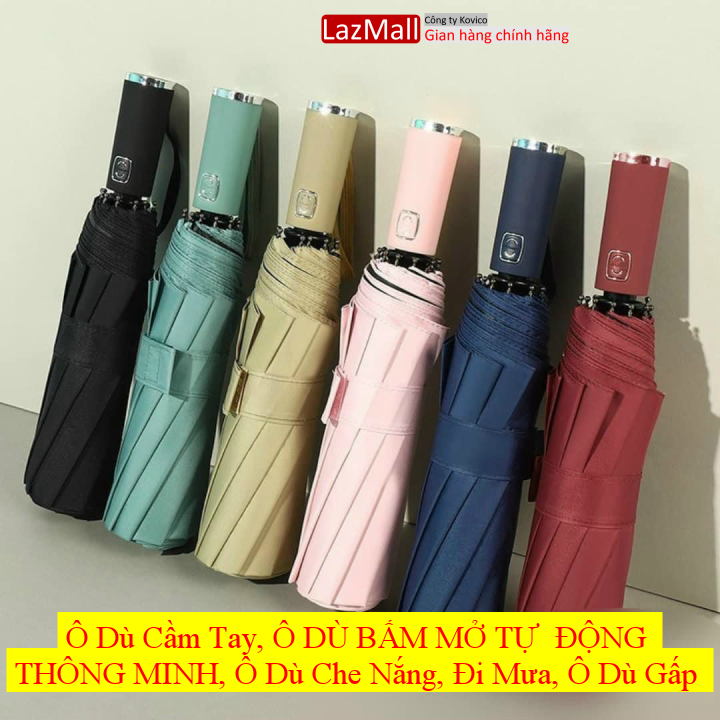 Ô dù cầm tay, ô dù bấm mở tự động thông minh, ô dù che nắng, đi mưa, ô dù gấp gọn, tiện lợi, thông minh