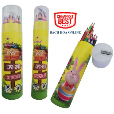 Bút chì màu ống dài cp2 ống nhựa loại 12 màu 18 màu 24 màu