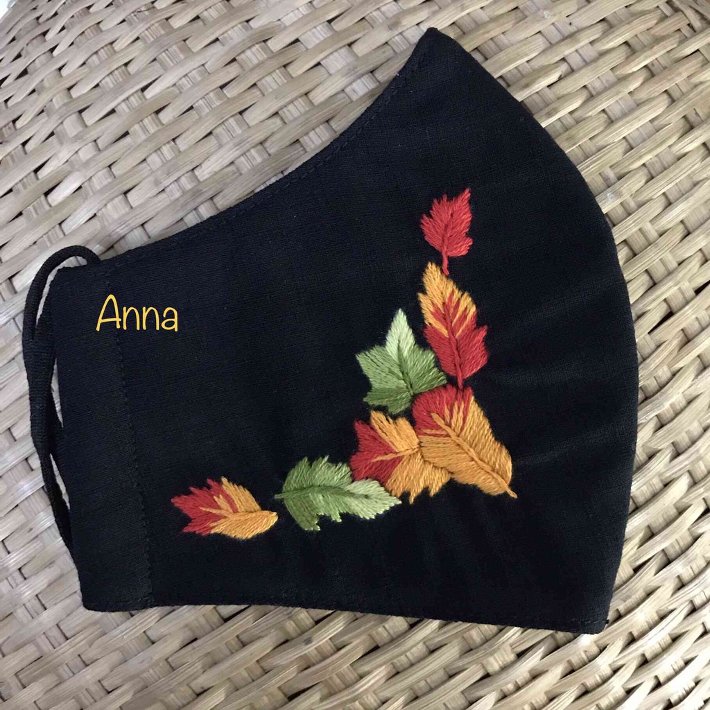 Khẩu trang vải thêu handmade AN30