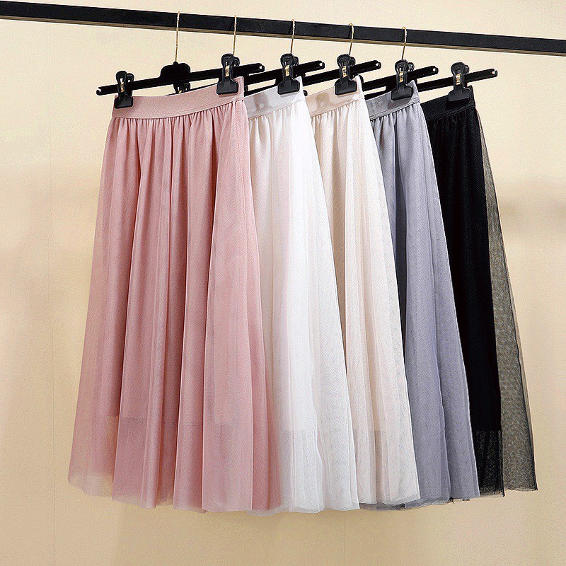 chân váy xòe dài, chân váy xèo chất liệu voan lướt nhiều lớp kiểu dáng trẻ trung dễ phối đồ mẫu mới 2022