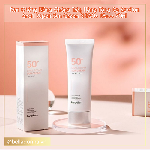 Kem Chống Nắng Chống Trôi Nâng Tông Da Karadium Snail Repair Sun Cream SPF50+ PA+++ 70ml