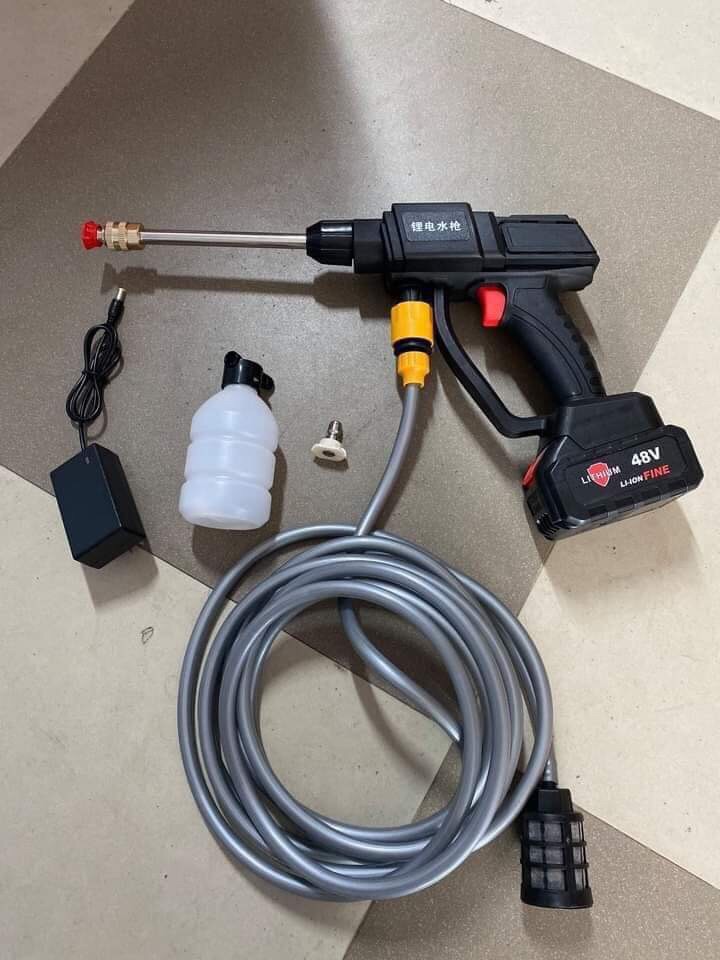 Máy rửa xe tưới cây tiện lợi cầm tay mini đa năng 48V xạc pin lithium chính hãng nội địa