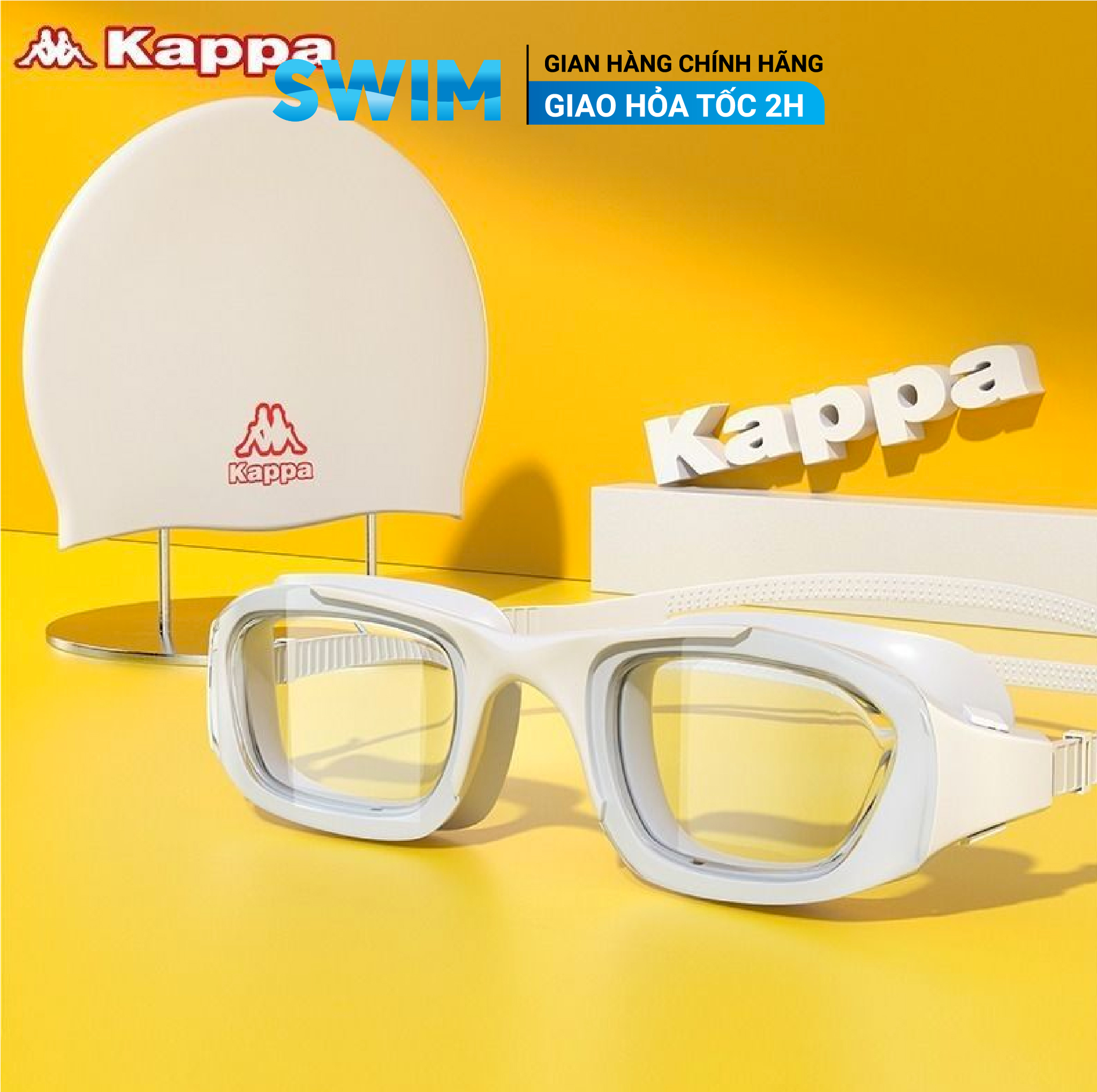 Kính Bơi Cận Thị Kappa Tặng Kèm Nút Tai Kính Bơi Vuông Ngăn Nước Tuyệt Đối Kính Kappa Vuông
