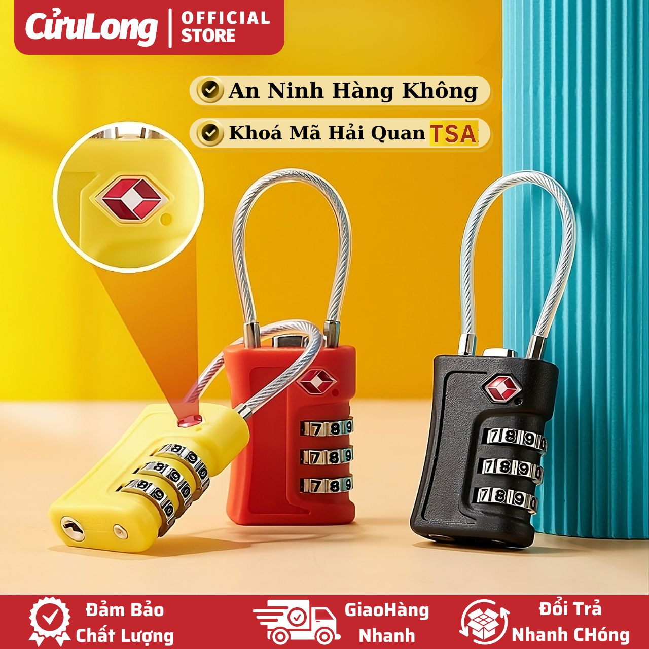 Khoá Vali Mã Số TSA mật khẩu an ninh hải quan bảo mật chống trộm móc khoá dây túi xách du lịch