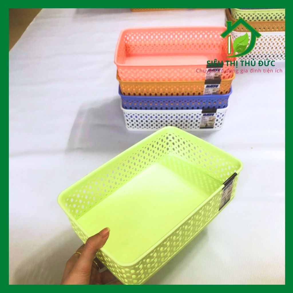 Rổ đan thấp nhựa matsu duy tân mã 1t8 - rổ nhựa chữ nhật nhỏ xinh xắn