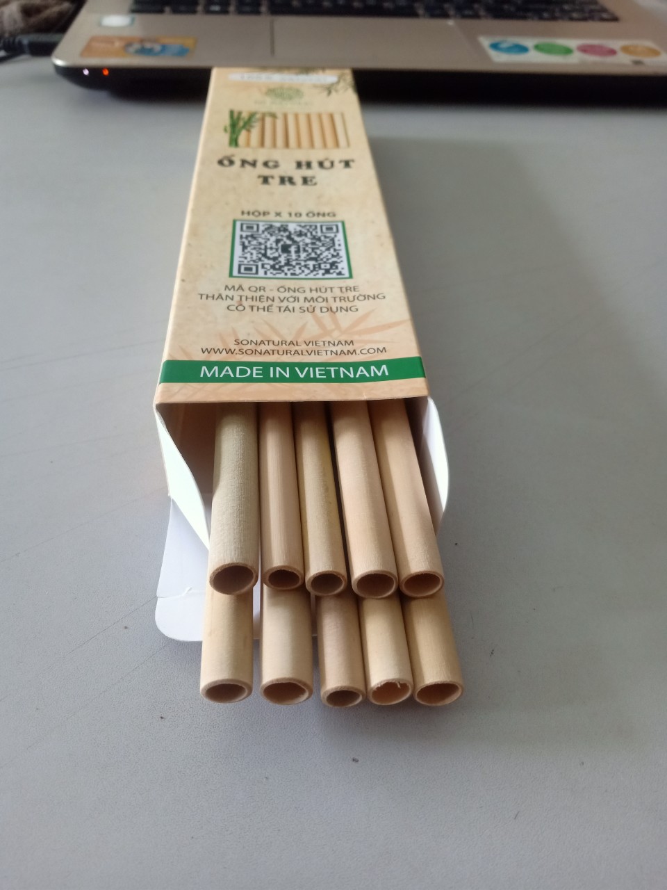 Hộp 10 ống hút tre nhỏ cho trà & cafe + tặng 01 que rửa