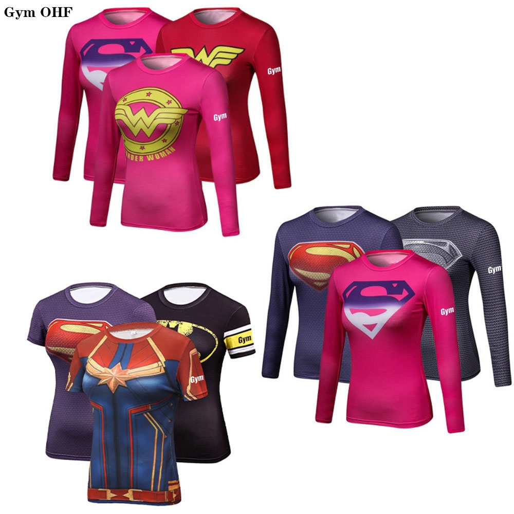 Superhero High Quality Woman T shirt Compression Tights Women 39 s 3D