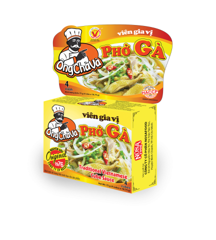 VIÊN GIA VỊ NẤU PHỞ GÀ ÔNG CHÀ VÀ 75GR/4 VIÊN, cách nấu Phở Gà thơm ngon chỉ bằng viên gia vị, đơn giản và nhanh chóng