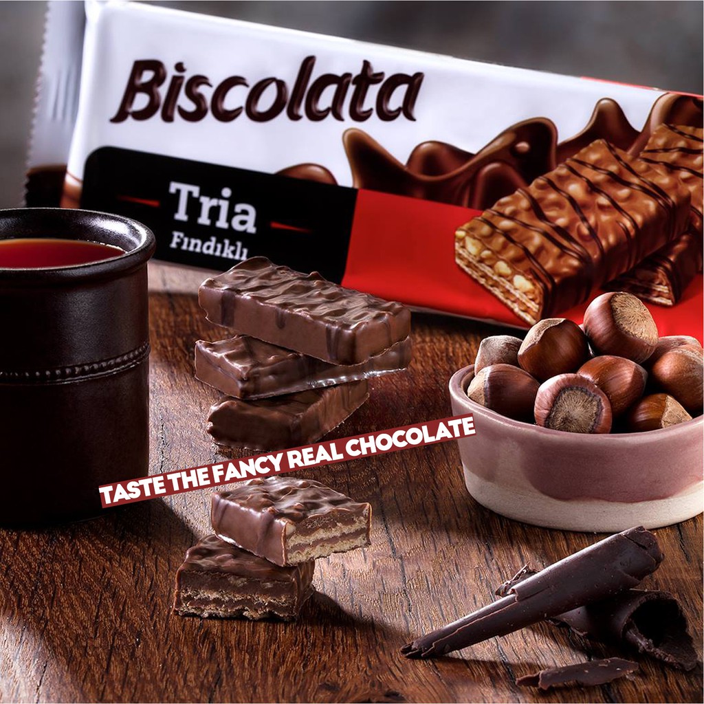 Bánh xốp kem hạt phỉ biscolata tria 100g