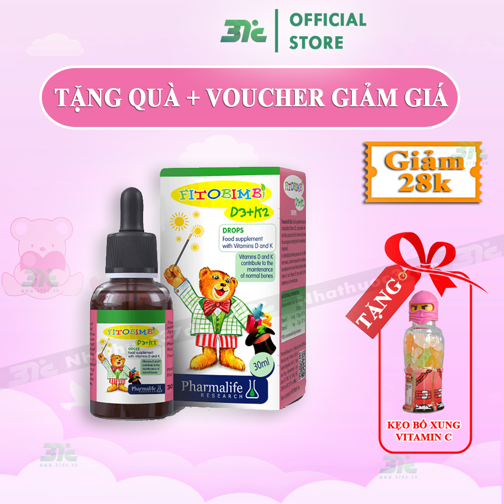 Fitobimbi D3 K2 - Bổ sung D3 cho bé giúp hấp thụ canxi tối đa, dùng cho trẻ từ sơ sinh, nhập khẩu từ Fito Bimbi của Ý