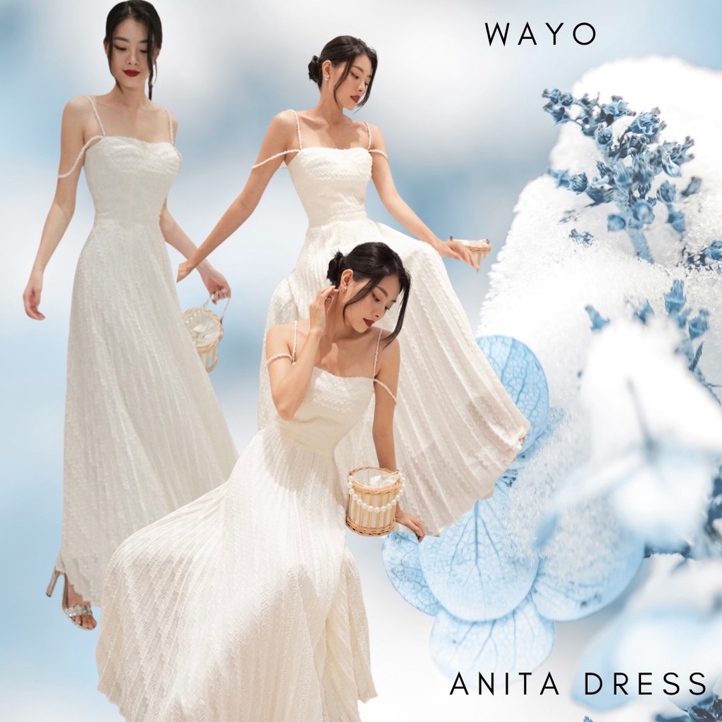 Đầm WAYO trắng dập ly dự tiệc sang trọng