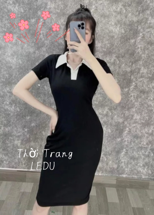 Đầm thun nữ ,cổ bẻ,đầm body polo nữ