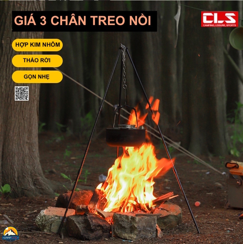 Tripod / Kệ bếp / Chạc 3 chân / Giá treo nồi treo bếp dã ngoại cắm trại du lịch CLS