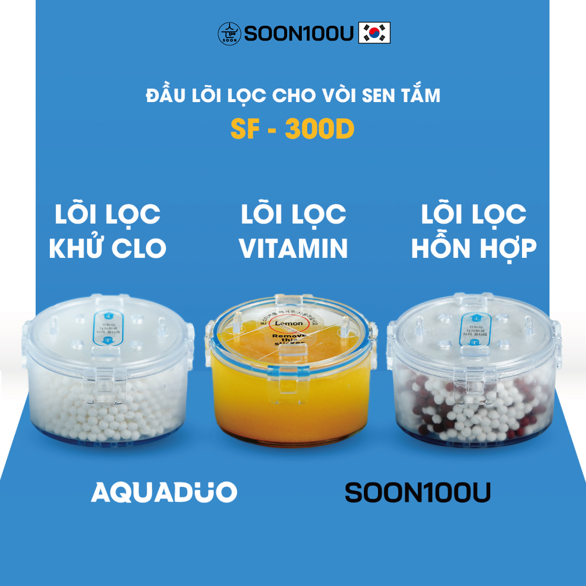  SF-300D - Đầu lọc vòi sen tắm  Viên kháng khuẩn  