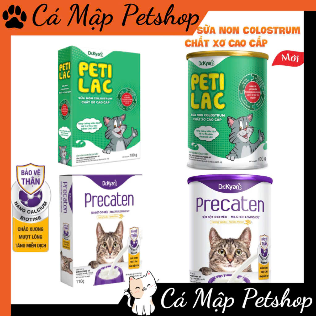 Sữa cho mèo Precaten Sữa cho mèo PetiLac bổ sung sữa non Colostrum & Chất xơ