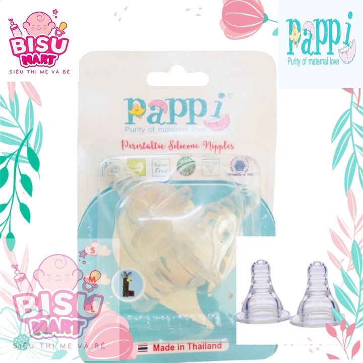 Núm vú silicone siêu mềm nhu động pappi thailand vĩ 3 cái