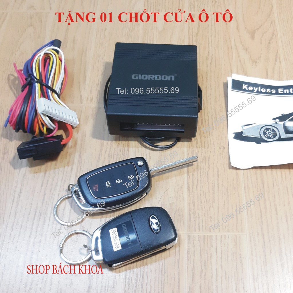 Tặng 01 chuột cửa, Bộ khóa cửa ô tô Huyndai. Ký hiệu GIORDON G6216. Hàng chính hãng, có video hướng dẫn lắp đặt