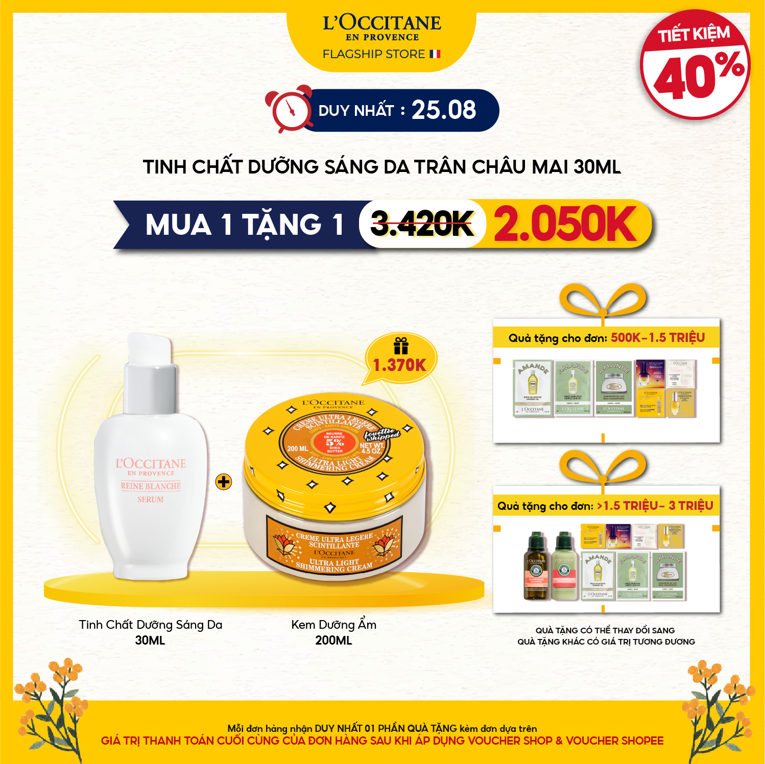 Tinh Chất Dưỡng Trắng Sáng Da Trân Châu Mai L'Occitane Reine Blanche Infusion Whitening Serum 30ml