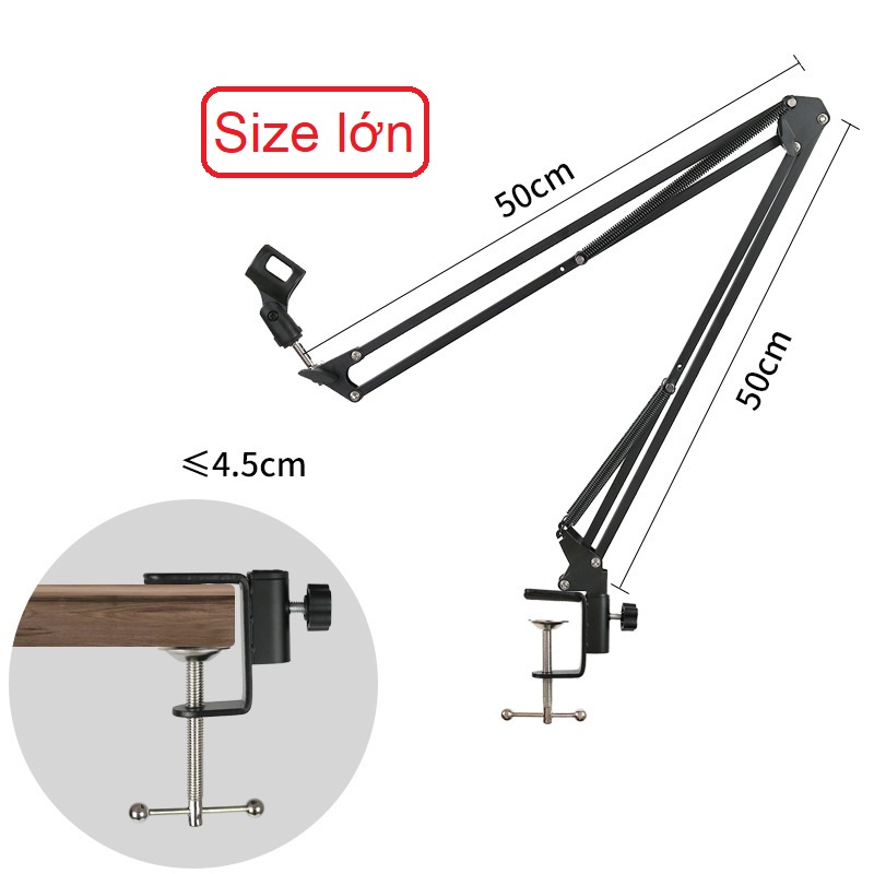 Giá đỡ micro kẹp bàn, giá kẹp mic thu âm, chân kẹp mic thu âm để bàn khung thép