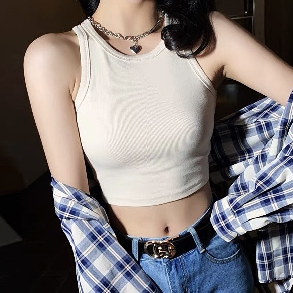 Áo Croptop Ba Lỗ Nữ Sát Nách Cổ Tròn From Ôm Basic - Tharo Clothing