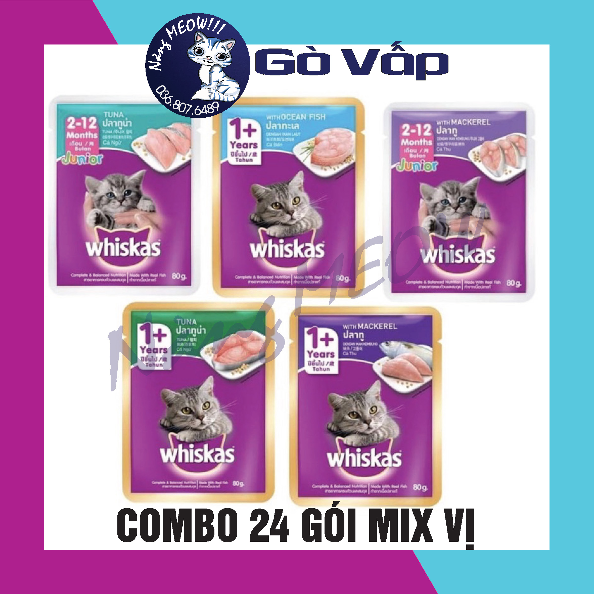 Pate whiskas cho mèo túi 80g thùng 24 gói - happycat