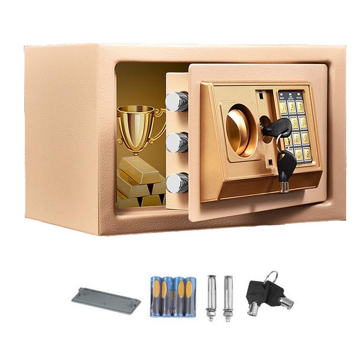 Két sắt mini điện tử tiết kiệm 31x20x20cm màu vàng đồng