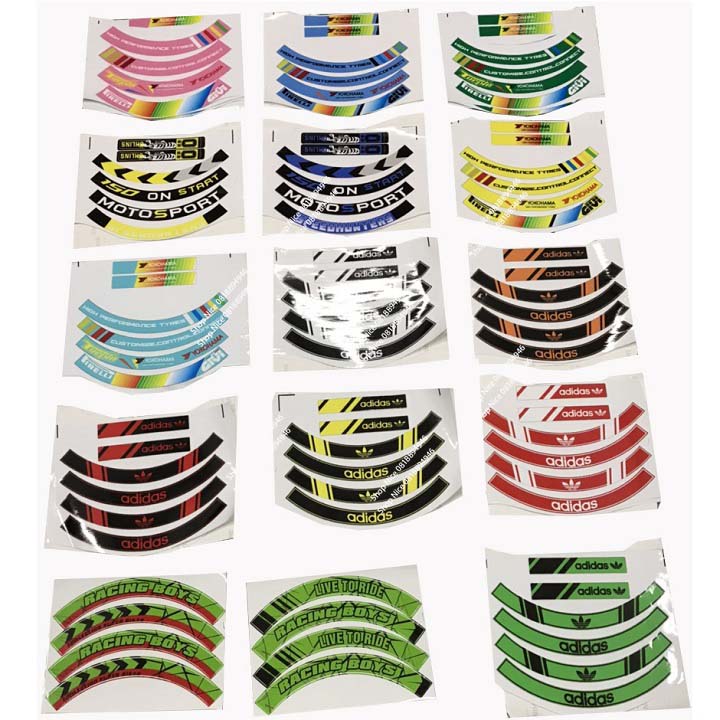 Tem decal dán vành xe máy bản to giá 1 bộ trước sau