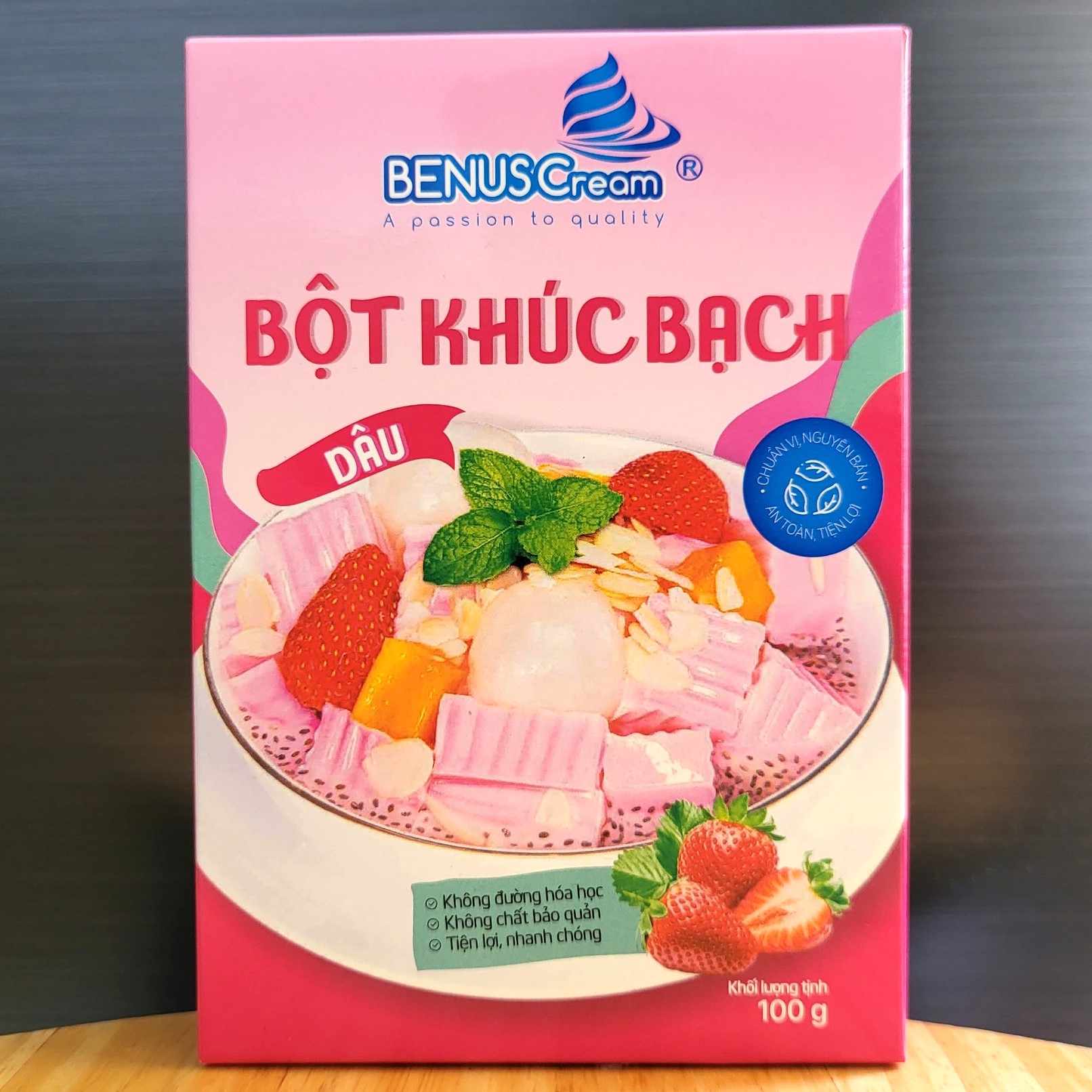Benuscream - hộp k/bạch hồng 100g - bột khúc bạch vị dâu / strawberry jelly powder