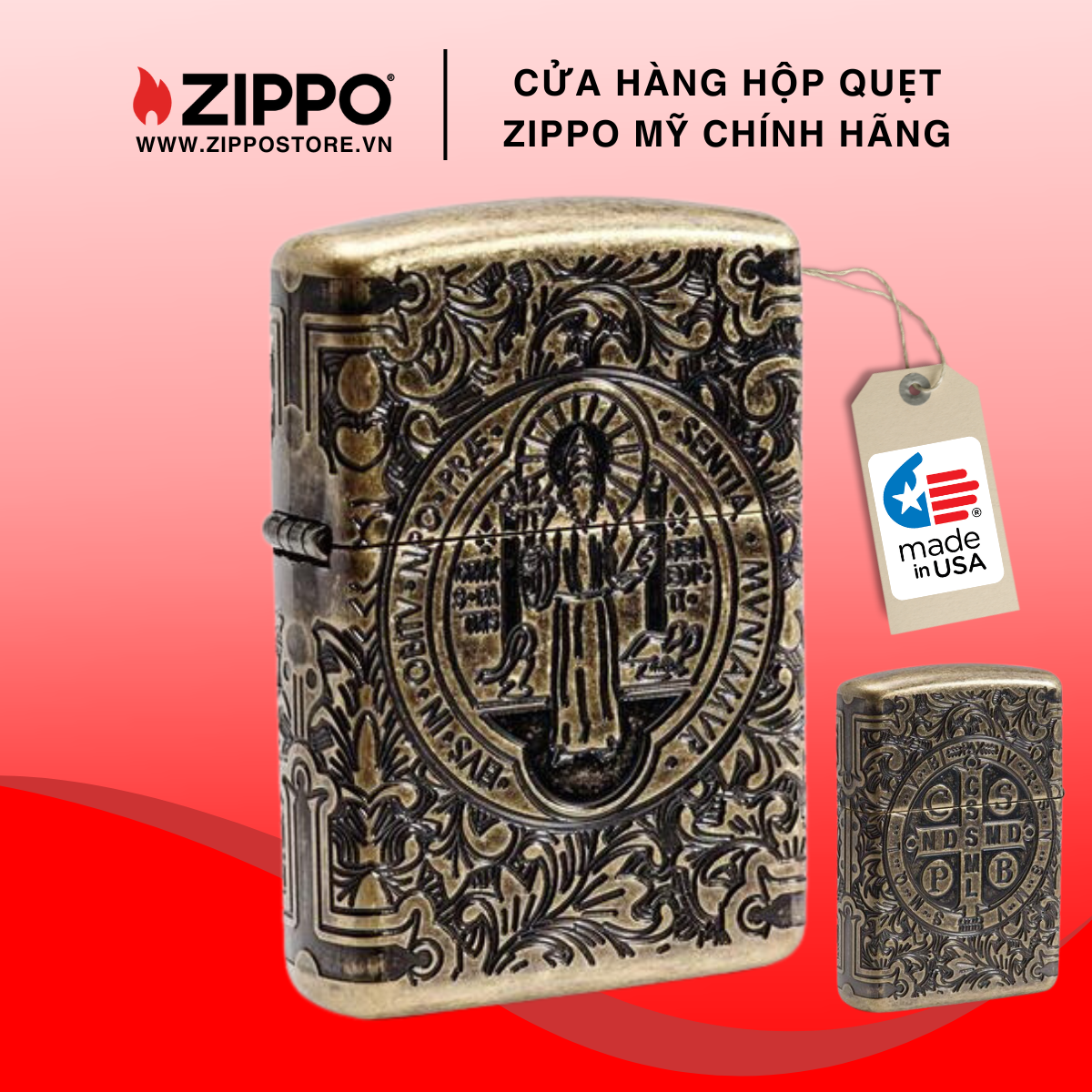 Hộp quẹt zippo st. benedict design 29719