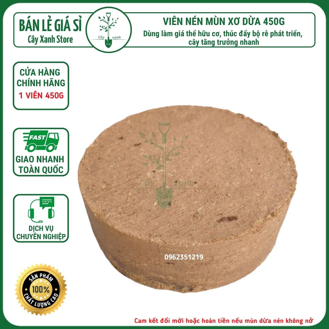 Viên Nén Mụn Xơ Dừa Tròn 450gr, Trồng Cây Cảnh, Trồng Rau, Trồng Cây Thủy Canh, Ươm Hạt Giống, Rau Mầm