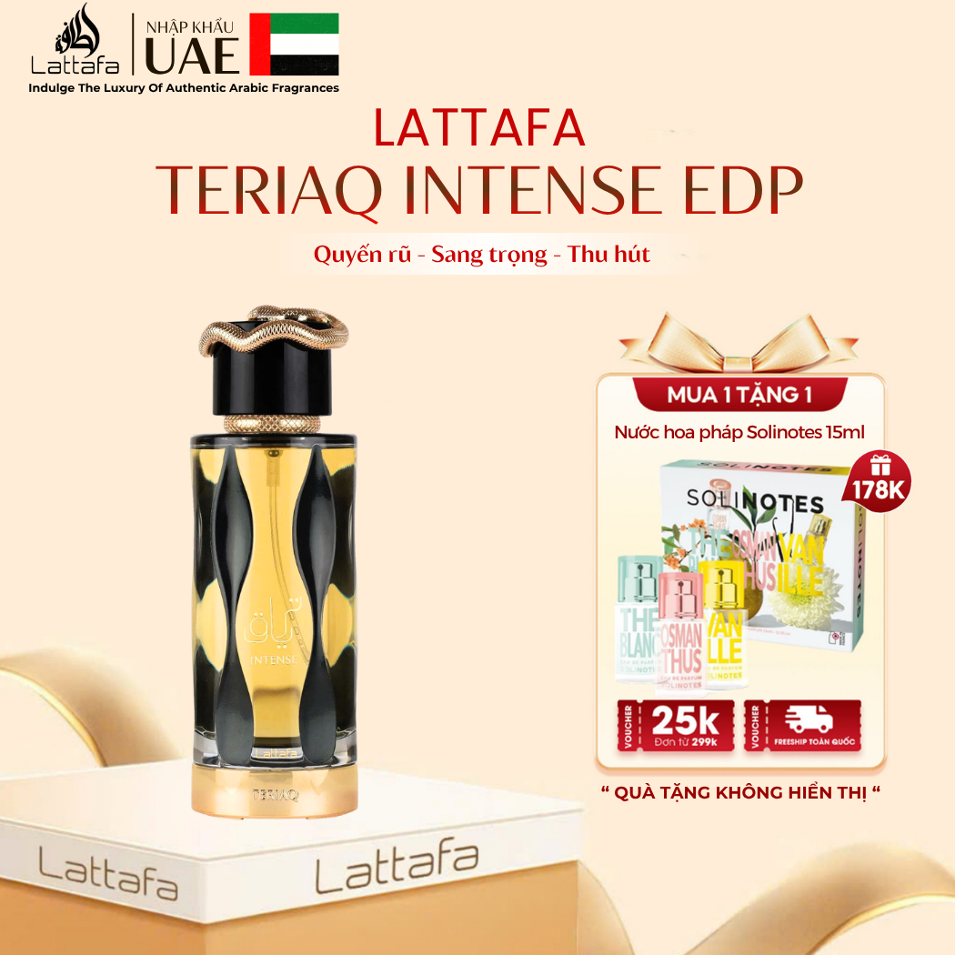 Deal Mở Bán | Nước Hoa Unisex Lattafa Teriaq Intense EDP 100ml - Thanh lịch và Quyến rũ
