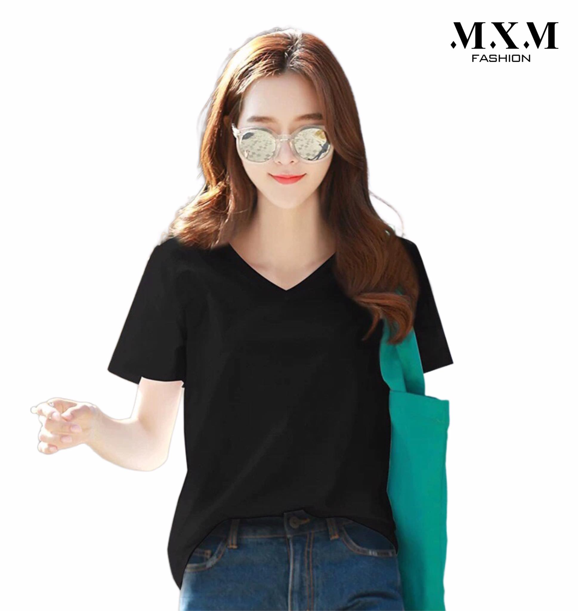 [HCM]Áo thun nữ trơn cổ tim MXM form rộng từ 40-60kg ( ANU024 )