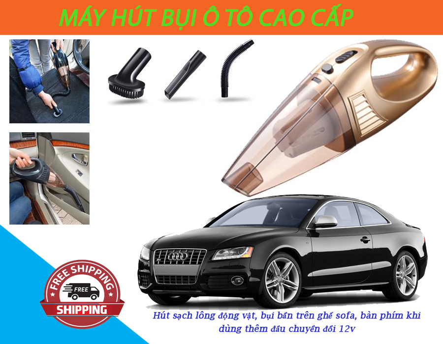 Máy Hút Bụi Cầm Tay Giá Rẻ, Máy Hút Bụi Ô Tô - Tích Hợp 3 Đầu Hút Với Lực Hút Mạnh, Hút Và Thổi Hết Bụi Bẩn Trên Xe ô tô