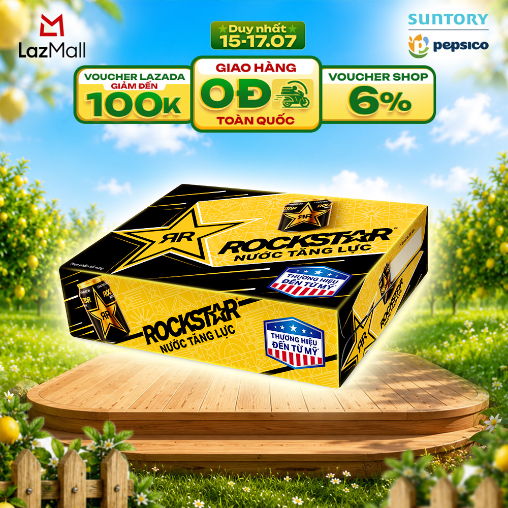 [SALE 15.7] Thùng 24 Lon Nước Tăng Lực Rockstar (250ml/lon)