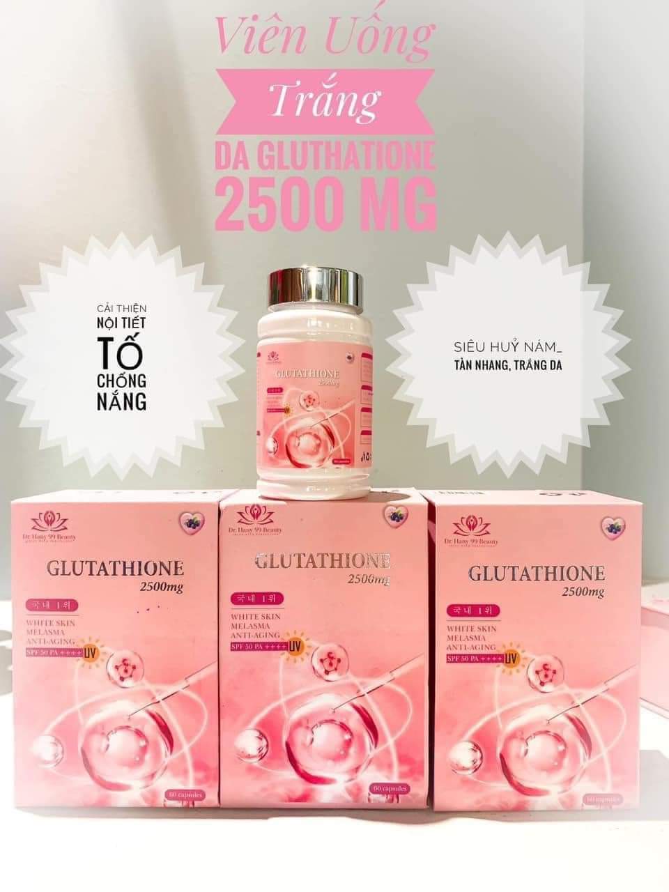 Combo 05 hộp viên uống trắng da siêu hủy nám Glutathione 2500mg Viên Uống  Trắng Da Chống Lão Hóa Từ Hàn Quốc - Lazada