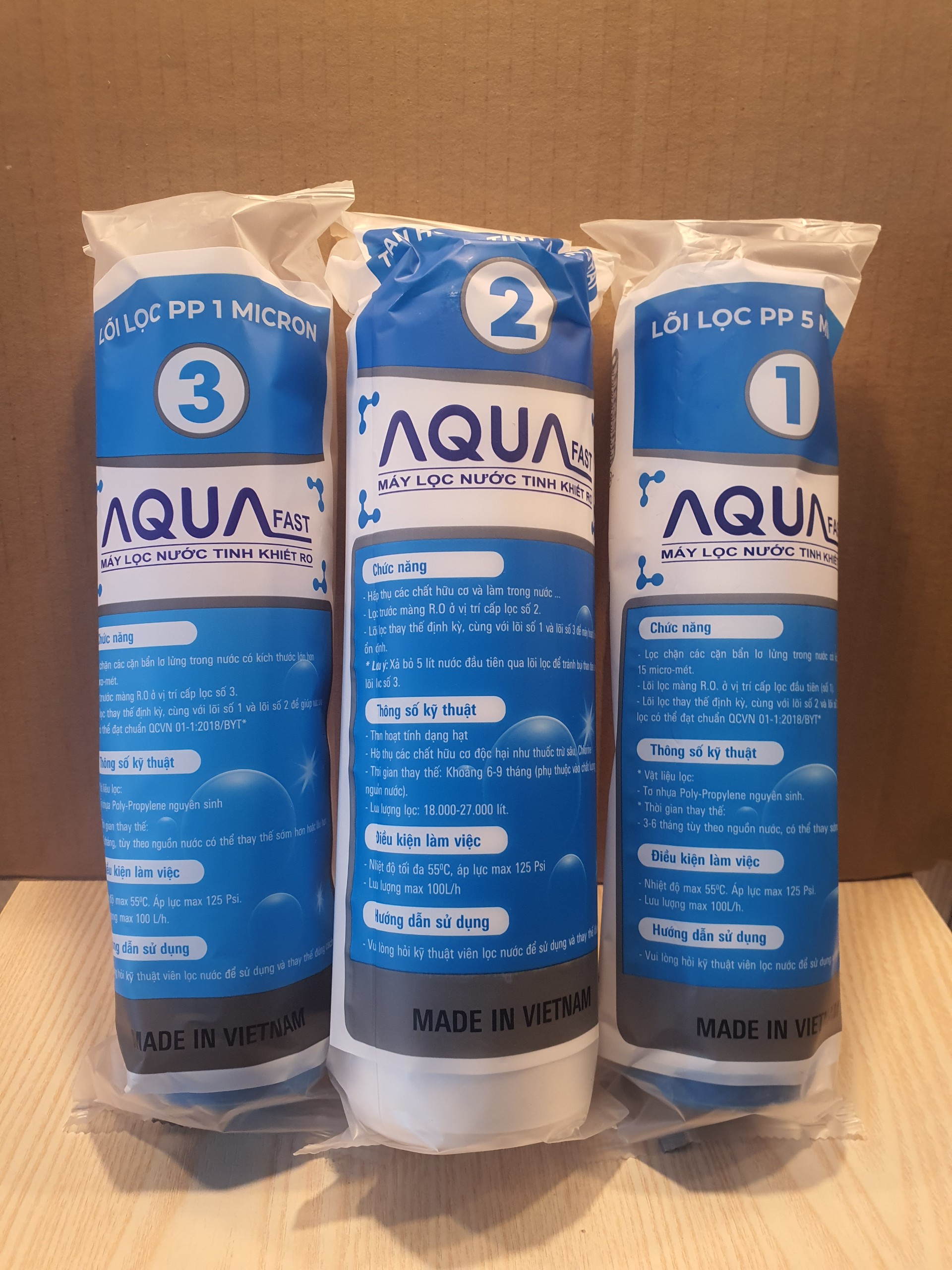 Bộ 3 lõi lọc nước 123 aqua - thay thế cho các máy lọc nước ro trên thị trường