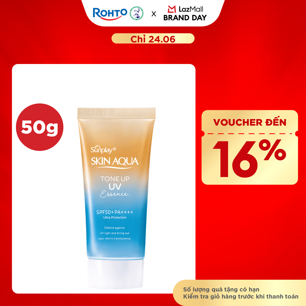 Kem chống nắng nâng tông Skin Aqua Tone up Latte Beige cho mọi tông da, dạng tinh chất Sunplay Skin Aqua Tone Up UV Essence Latte Beige SPF 50+ PA++++ 50g