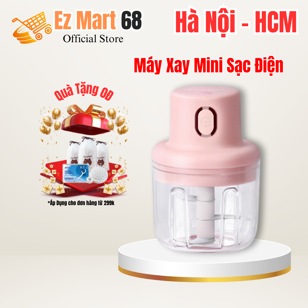 Máy Xay Mini Sạc Điện, Có Cổng Sạc Usb, Nhỏ Gọn Tiện Ích Dễ Sử Dụng, Xay Hành, Tỏi, Rau Củ