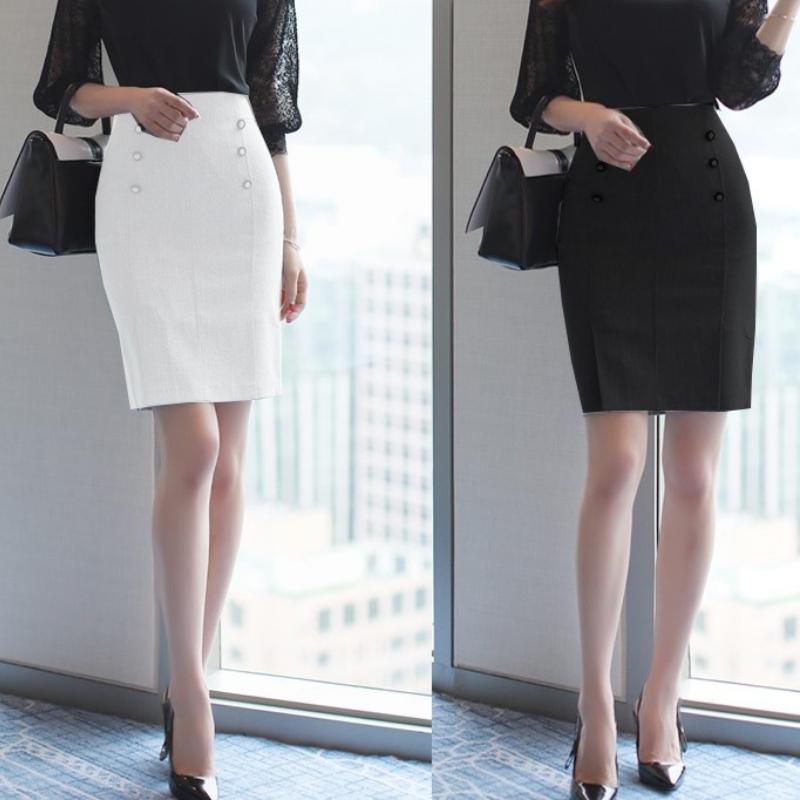 Chân váy bút chì công sở cách điệu xẻ 2 bên, phối nút trẻ trung, thanh lịch CV0044
