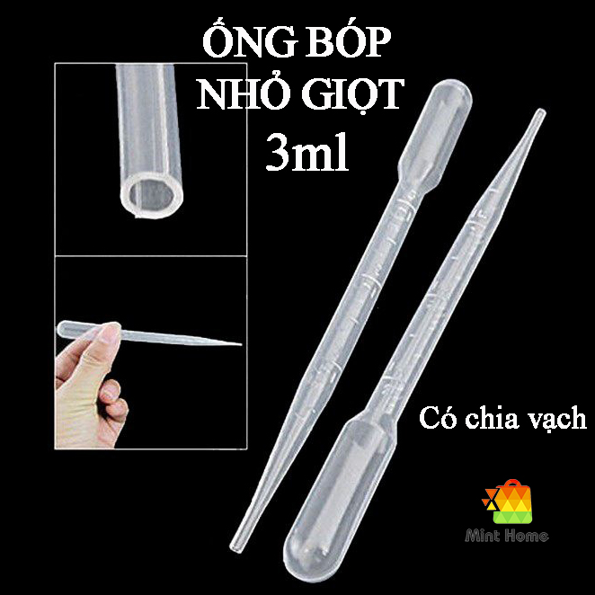Ống bóp nhỏ giọt 3ml để thí nghiệm, pipet nhựa chiết tinh dầu, vitamin, nước hoa, hút sữa, làm son, mỹ phẩm handmade
