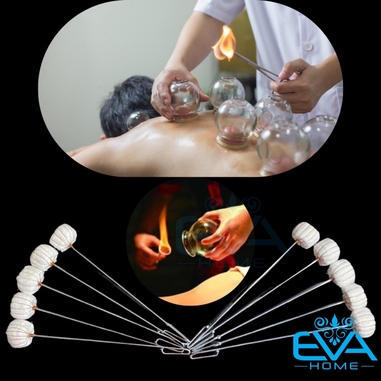 Set 5 cây bông mồi lửa giác hơi / phụ kiện que đốt - cây rọi - cây châm lửa - dùng cho cốc giác hơi thuỷ tinh